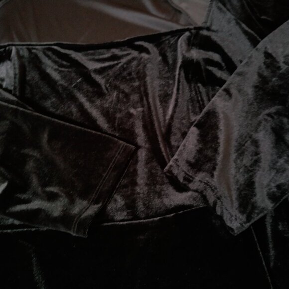 Old Navy Dress Plus Size 4X Flare Mini Black Jack Stretch Velour Long Sleeve New - Picture 9 of 16